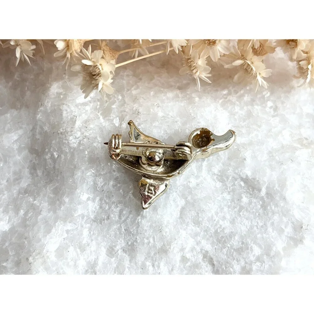 Duck in Flight Figural Enameled Gold Toned Vintage Costume Jewelry Brooch